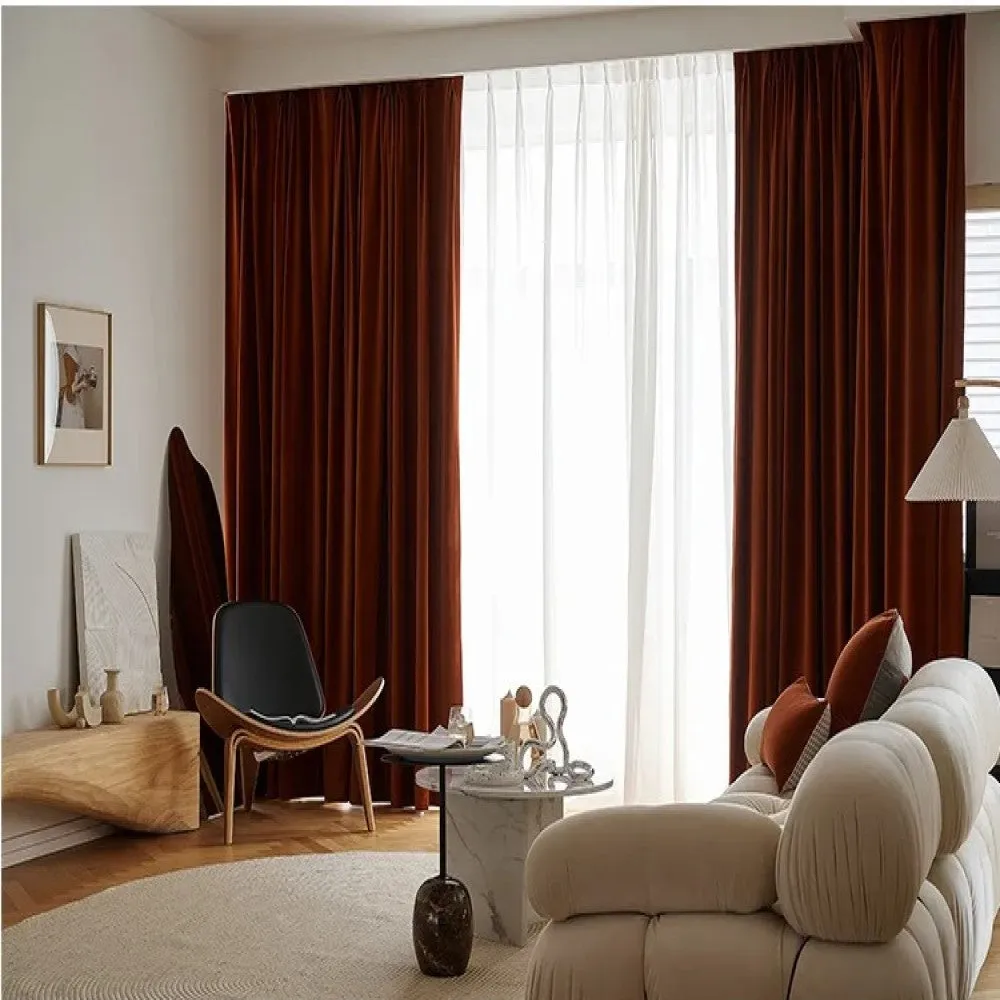 Jason Luxury Plush Velvet Curtains - Dark Red