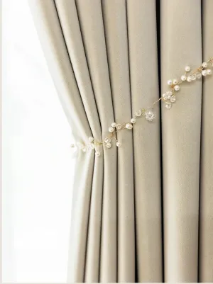 Jason Luxury Plush Velvet Curtains - Light Beige