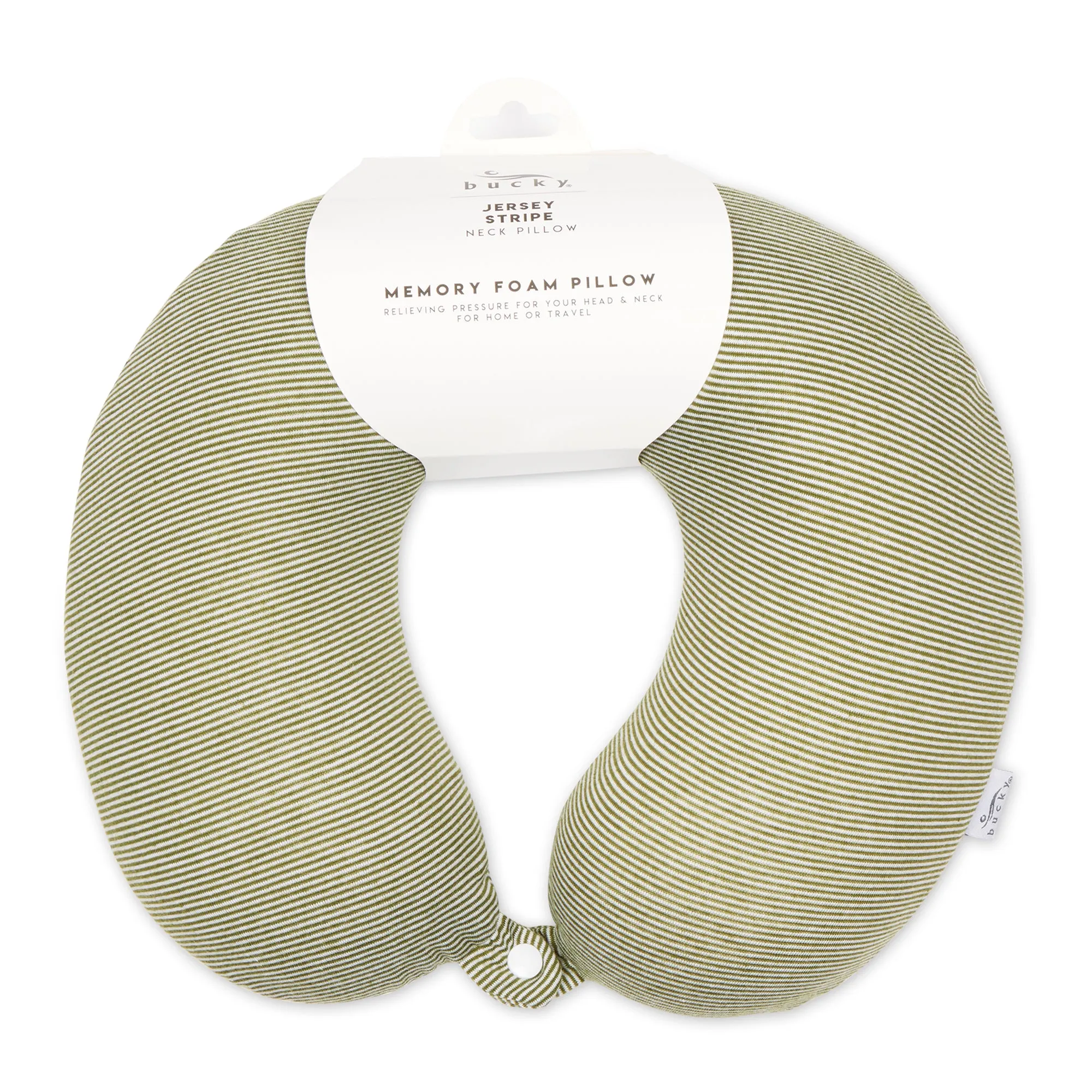 Jersey Stripe - Memory Foam Neck Pillow - Olive Stripe