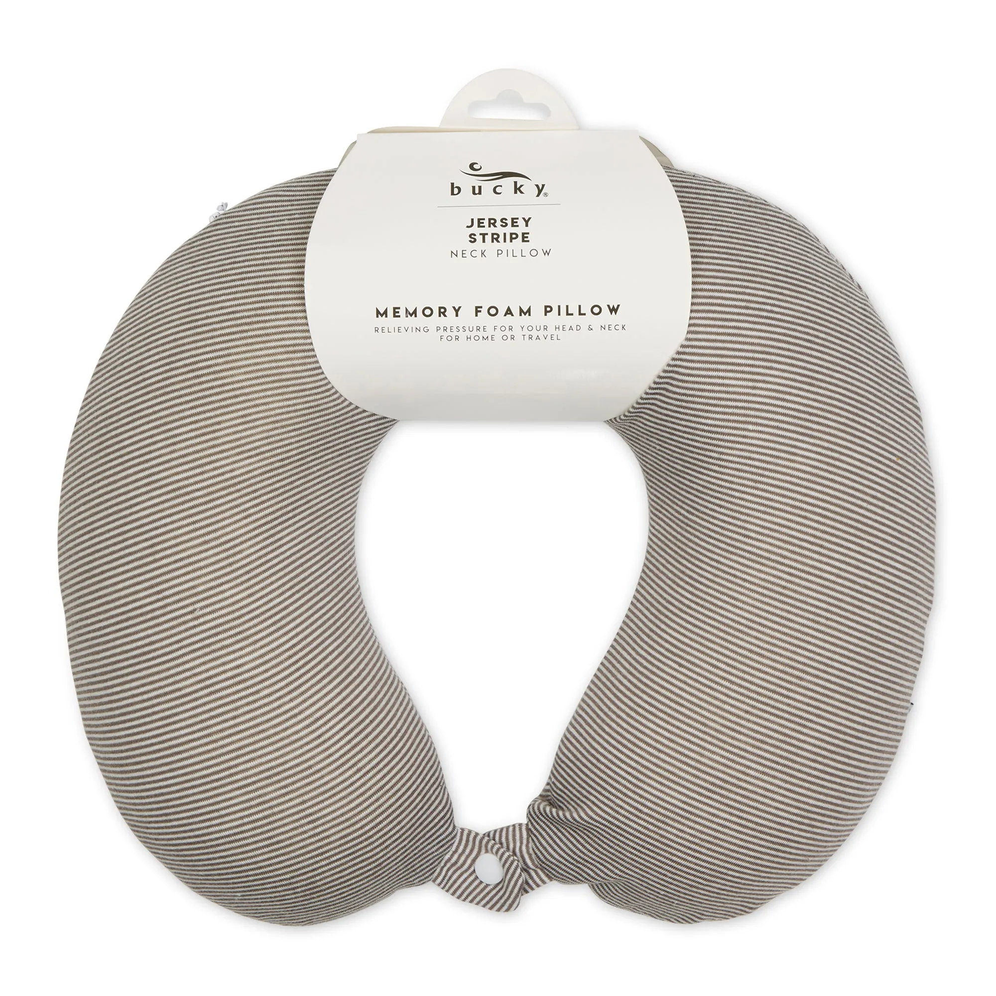 Jersey Stripe - Memory Foam Neck Pillow - Taupe Stripe