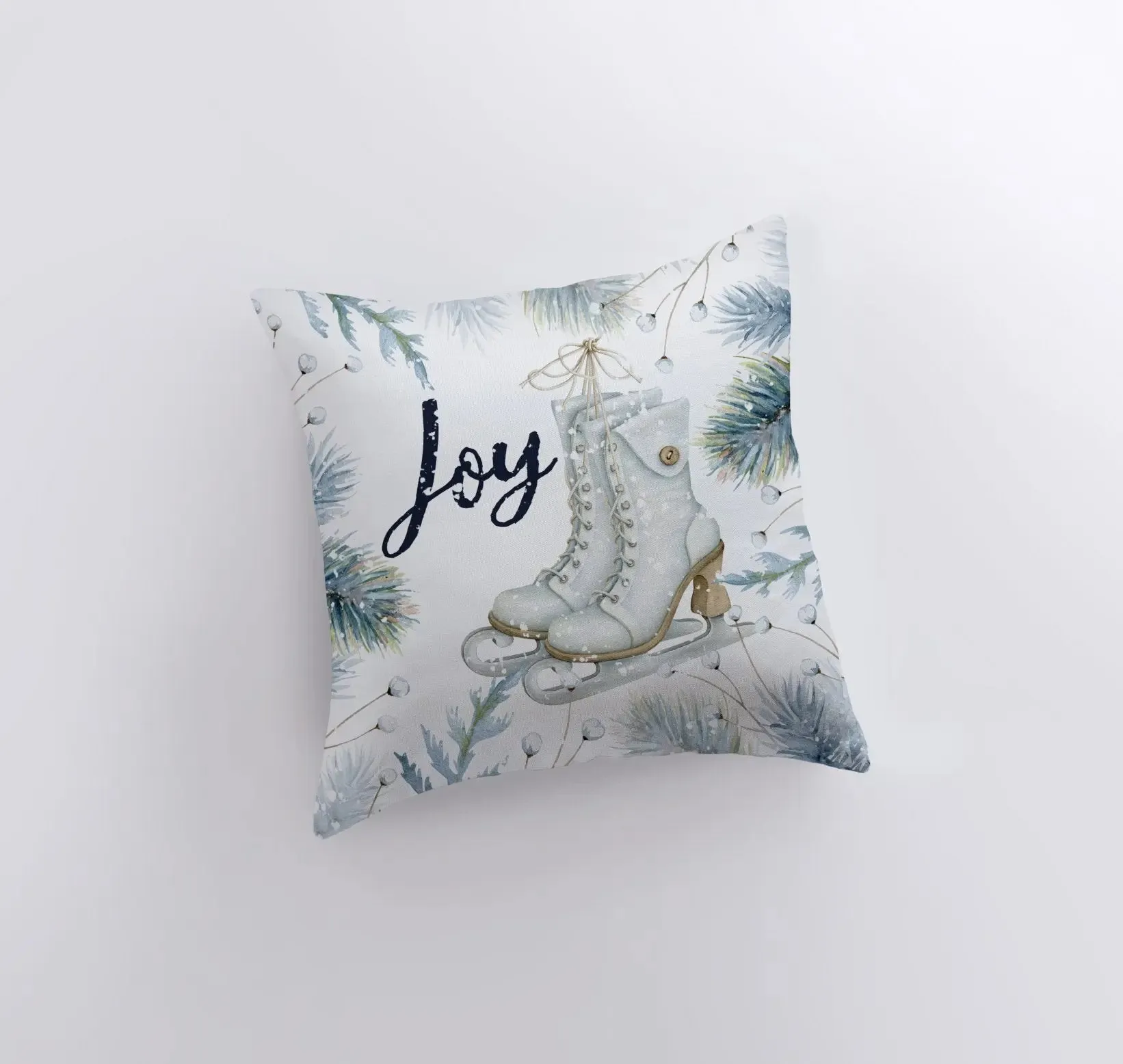 Joy Ice Skating | Throw Pillow | Joy Pillow | Home Decor | Christmas Pillow Cover | Christmas Décor | White Pillow Cover | Teacher Gift