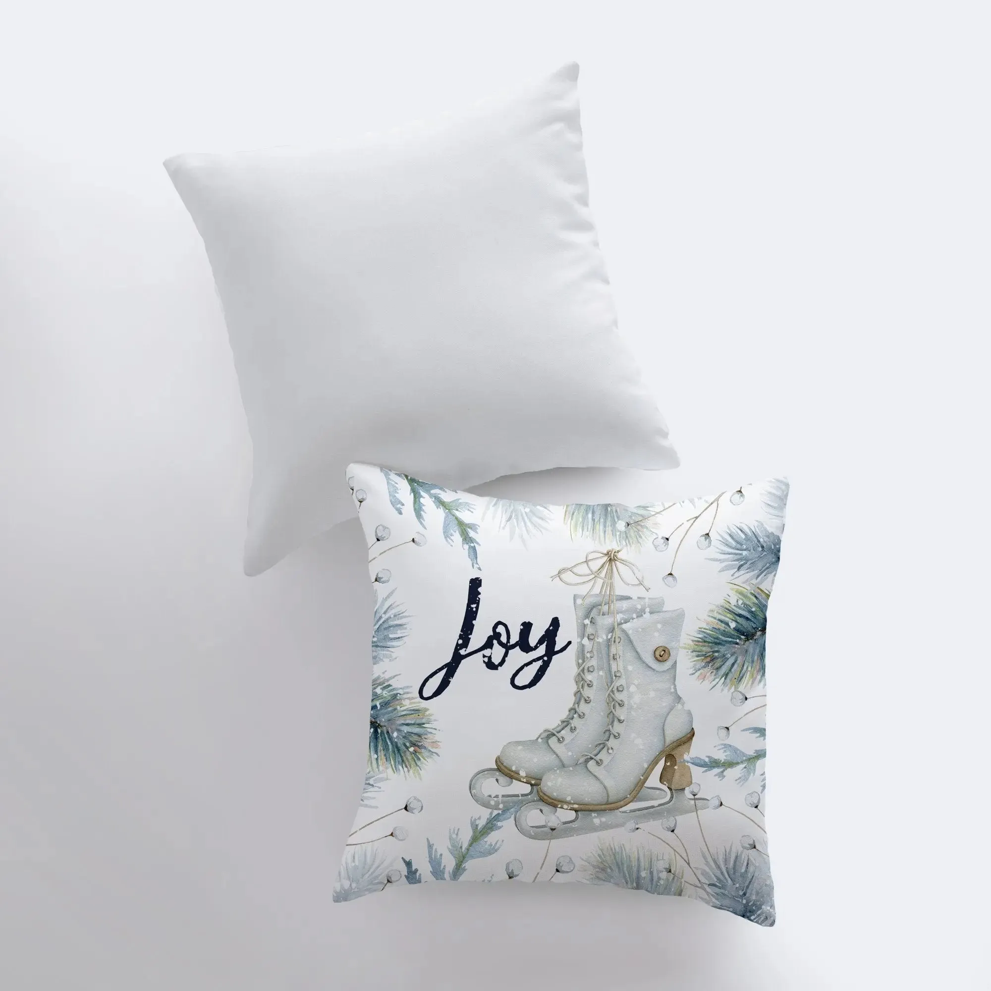 Joy Ice Skating | Throw Pillow | Joy Pillow | Home Decor | Christmas Pillow Cover | Christmas Décor | White Pillow Cover | Teacher Gift