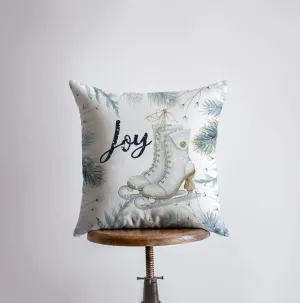 Joy Ice Skating | Throw Pillow | Joy Pillow | Home Decor | Christmas Pillow Cover | Christmas Décor | White Pillow Cover | Teacher Gift