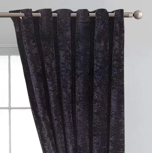 JVIN FAB Velvet Solid Grommet Long Door Curtain, Long Door 7 Feet, Black, Pack of 2