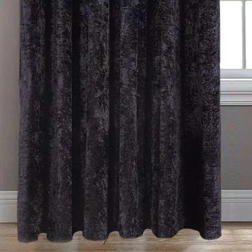 JVIN FAB Velvet Solid Grommet Long Door Curtain, Long Door 7 Feet, Black, Pack of 2