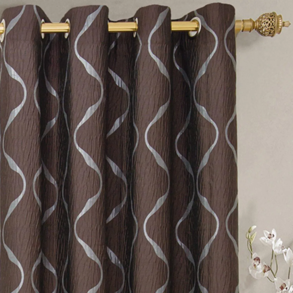 Laguna Contemporary Swirl Jacquard Curtain Panels With Top Grommets (Pair)