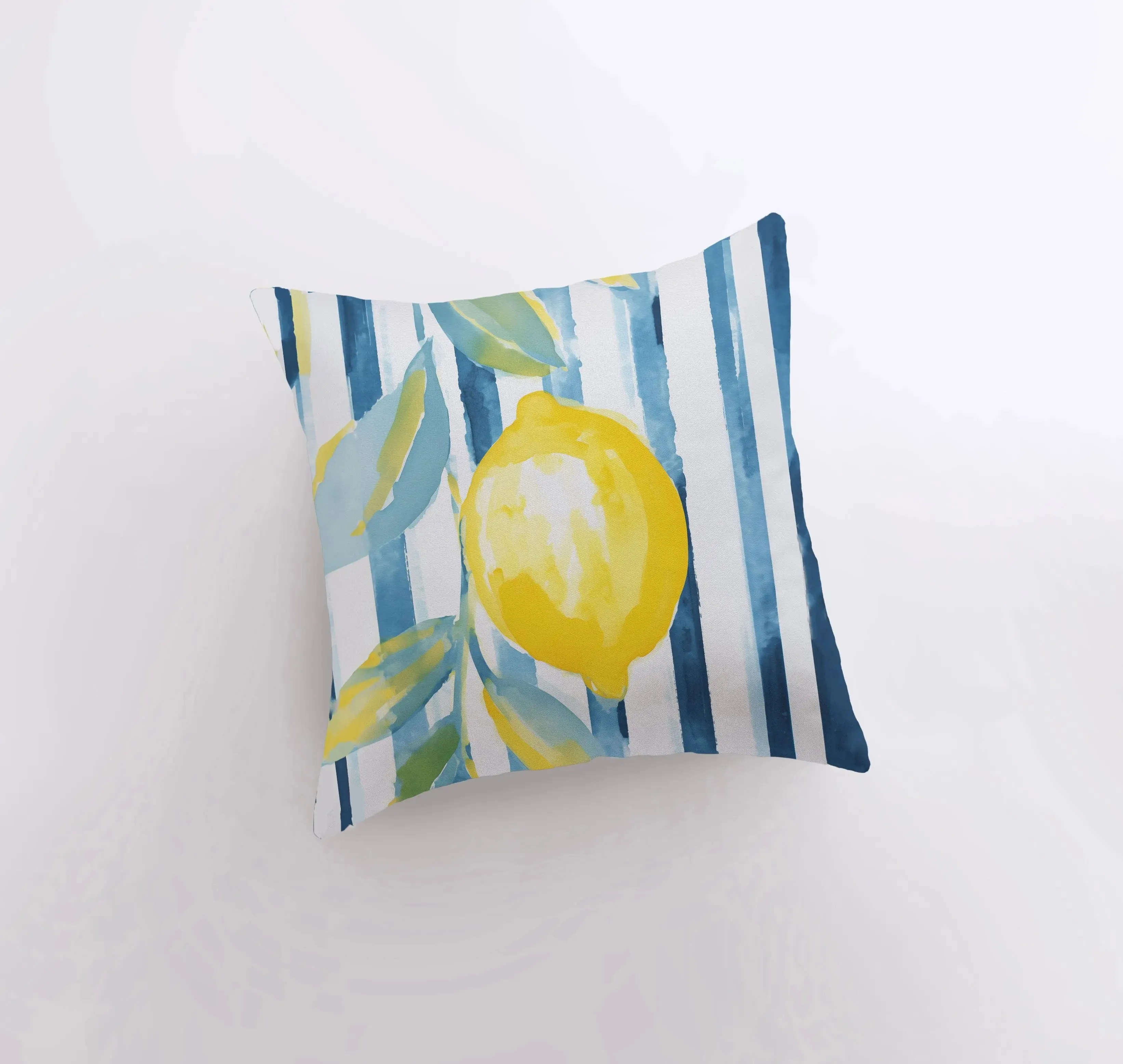 Lemon and Stripes | Gouache Painting | Food Pillow | Citrus | Abstract Still Life | Throw Pillow | Home Decor | Gift for Her | Pillow Cover