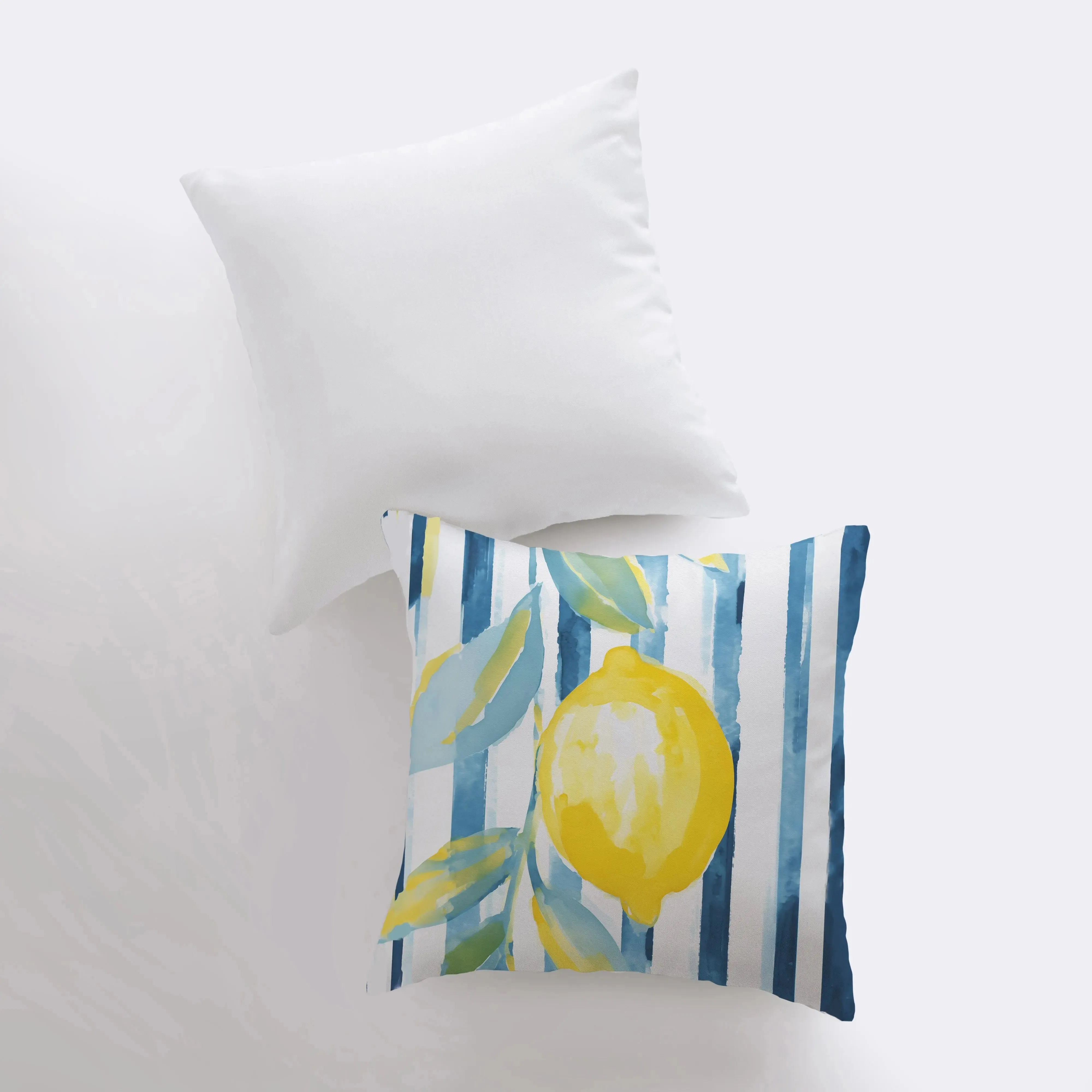 Lemon and Stripes | Gouache Painting | Food Pillow | Citrus | Abstract Still Life | Throw Pillow | Home Decor | Gift for Her | Pillow Cover