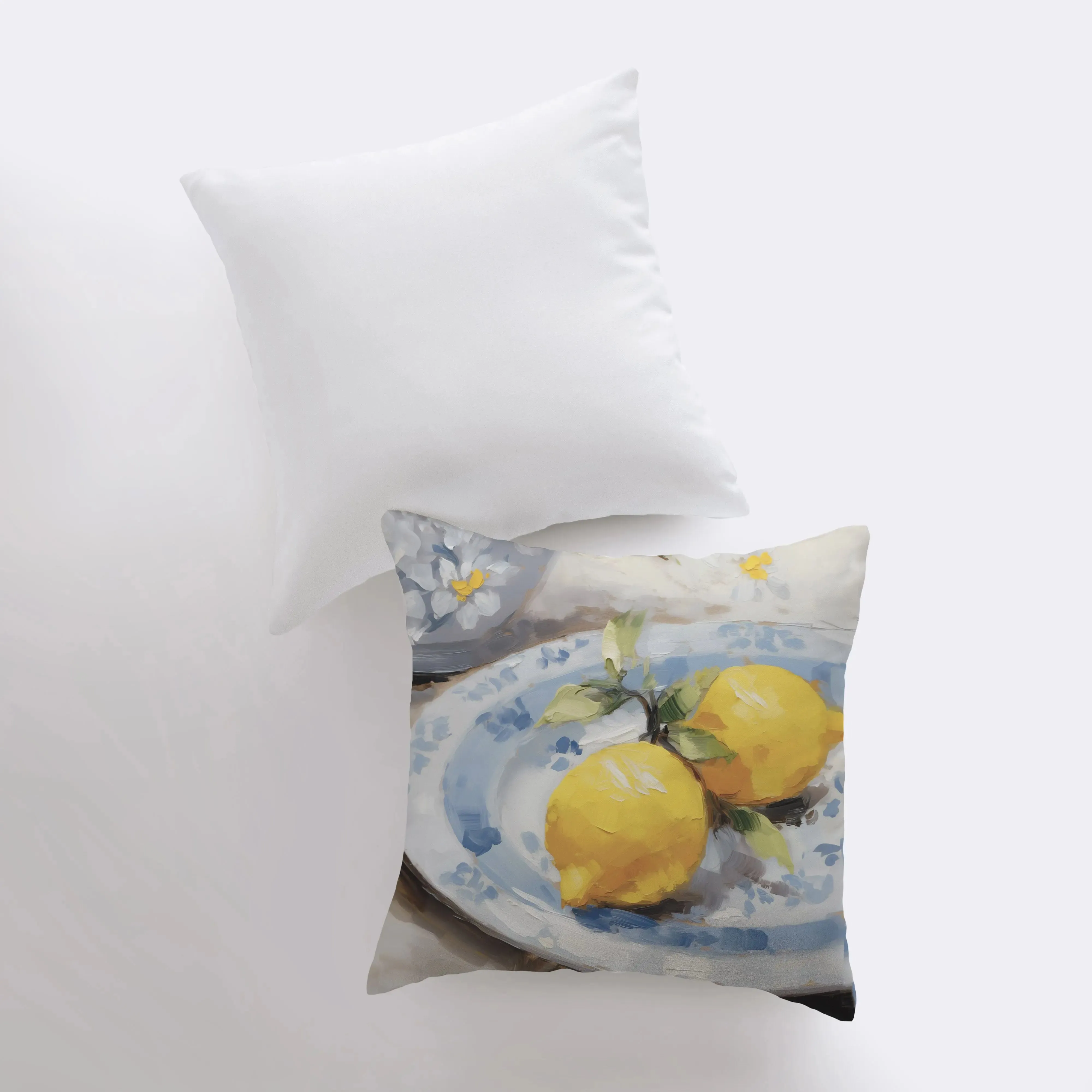 Lemon Plate Still Life | Gouache Painting | Fruit | Citrus | Food Pillow | Throw Pillow | Home Decor | Gift for Her | Pillow Cover