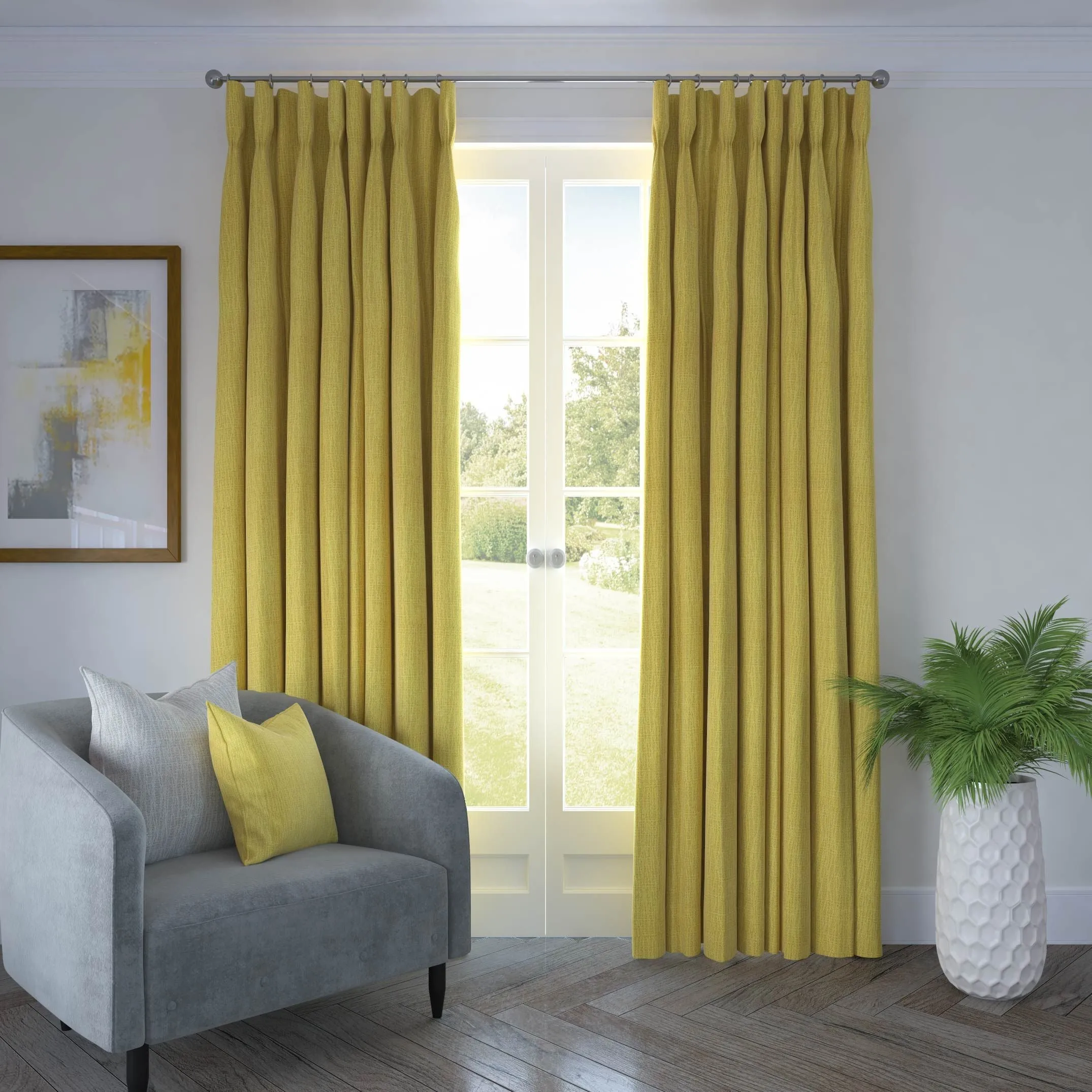 Linea Ochre Textured Curtains