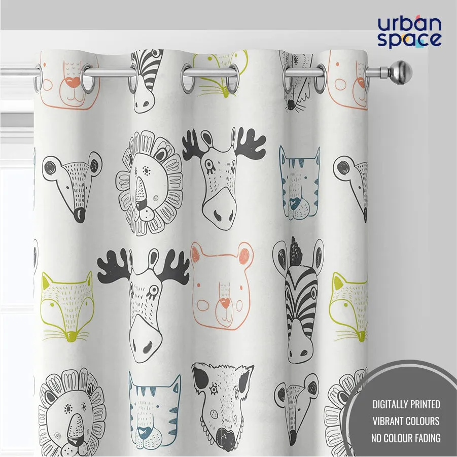 Luxurious Room Darkening Curtains, Semi Blackout kids room Curtain - Animal Kingdom, Pack of 1 Curtain