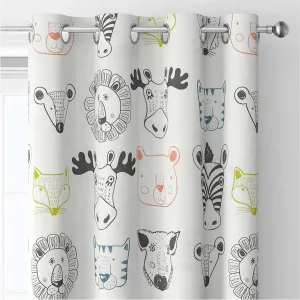 Luxurious Room Darkening Curtains, Semi Blackout kids room Curtain - Animal Kingdom, Pack of 1 Curtain