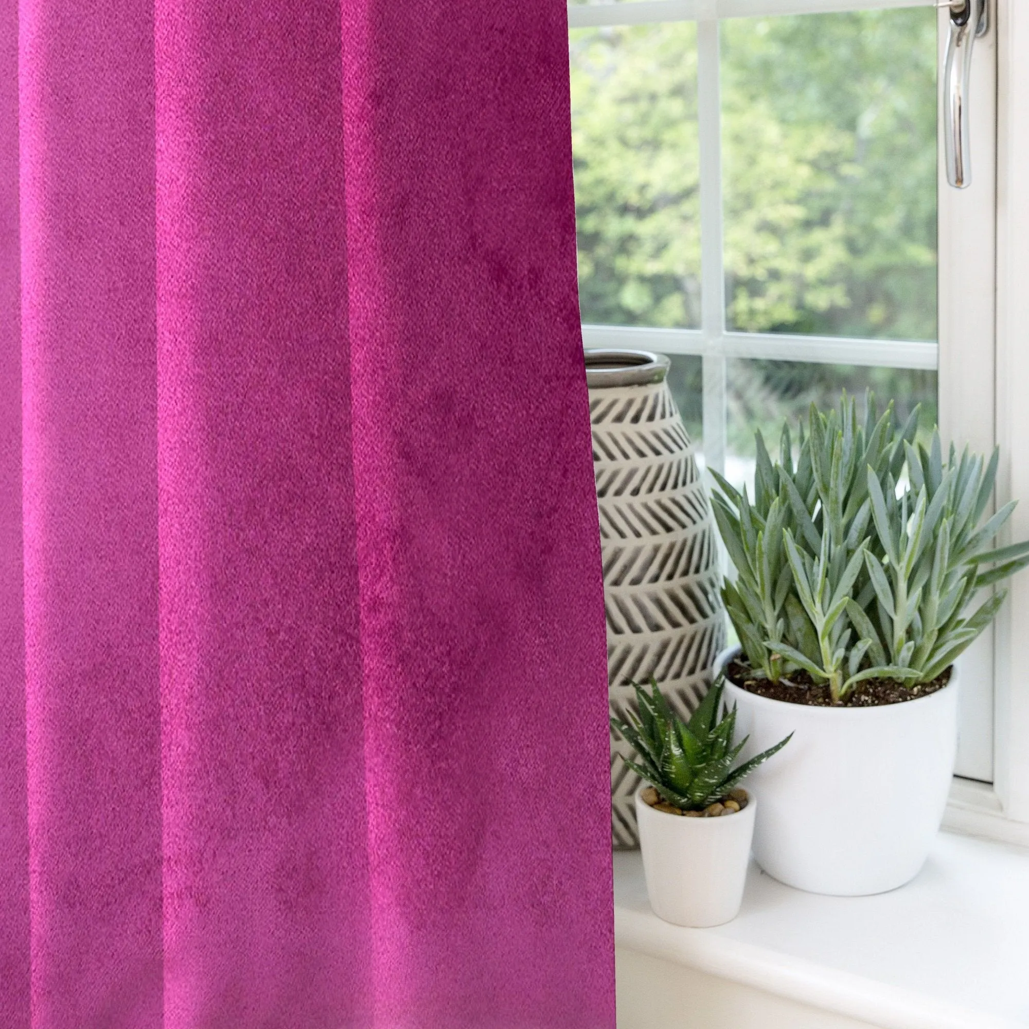 Matt Fuchsia Pink Velvet Curtains