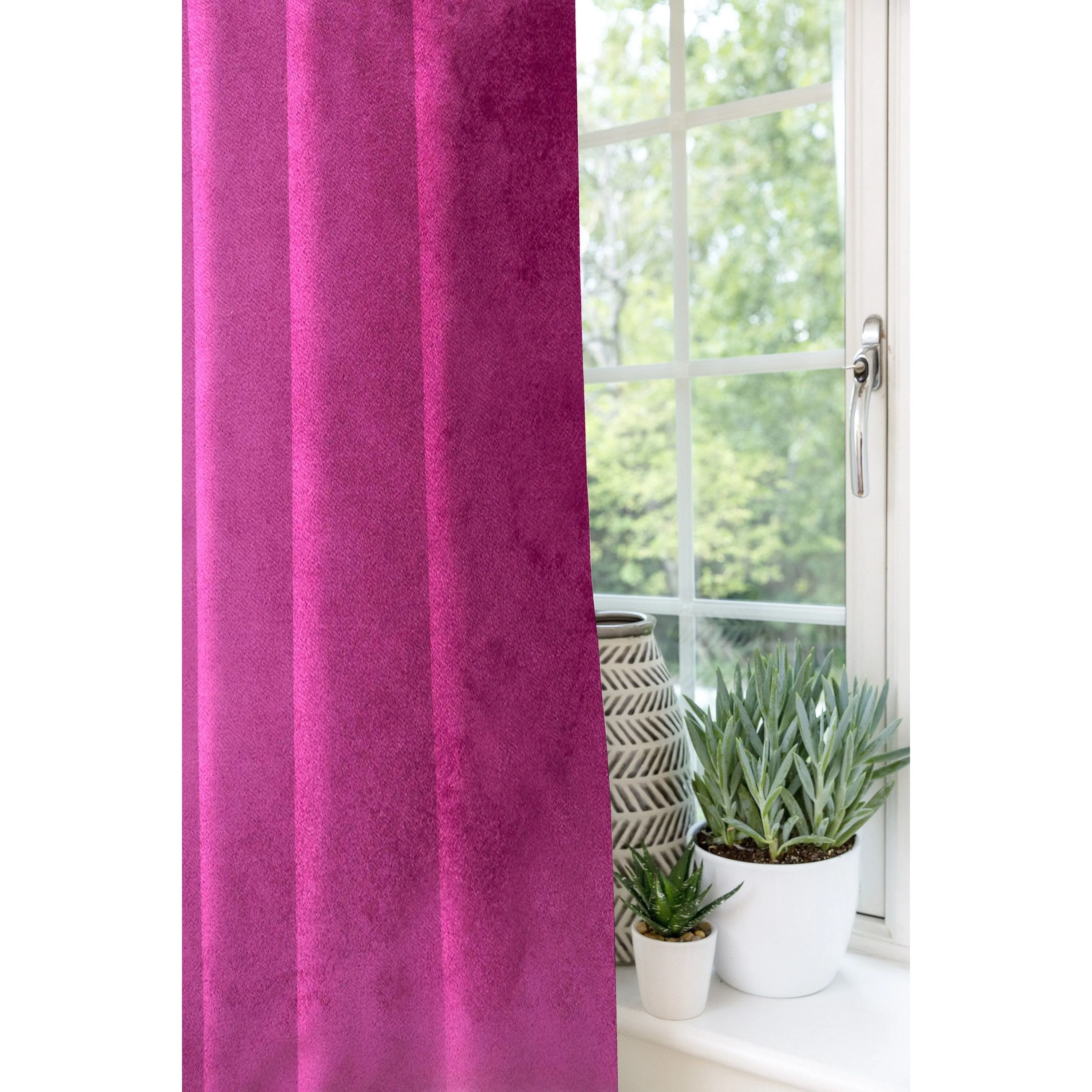 Matt Fuchsia Pink Velvet Curtains