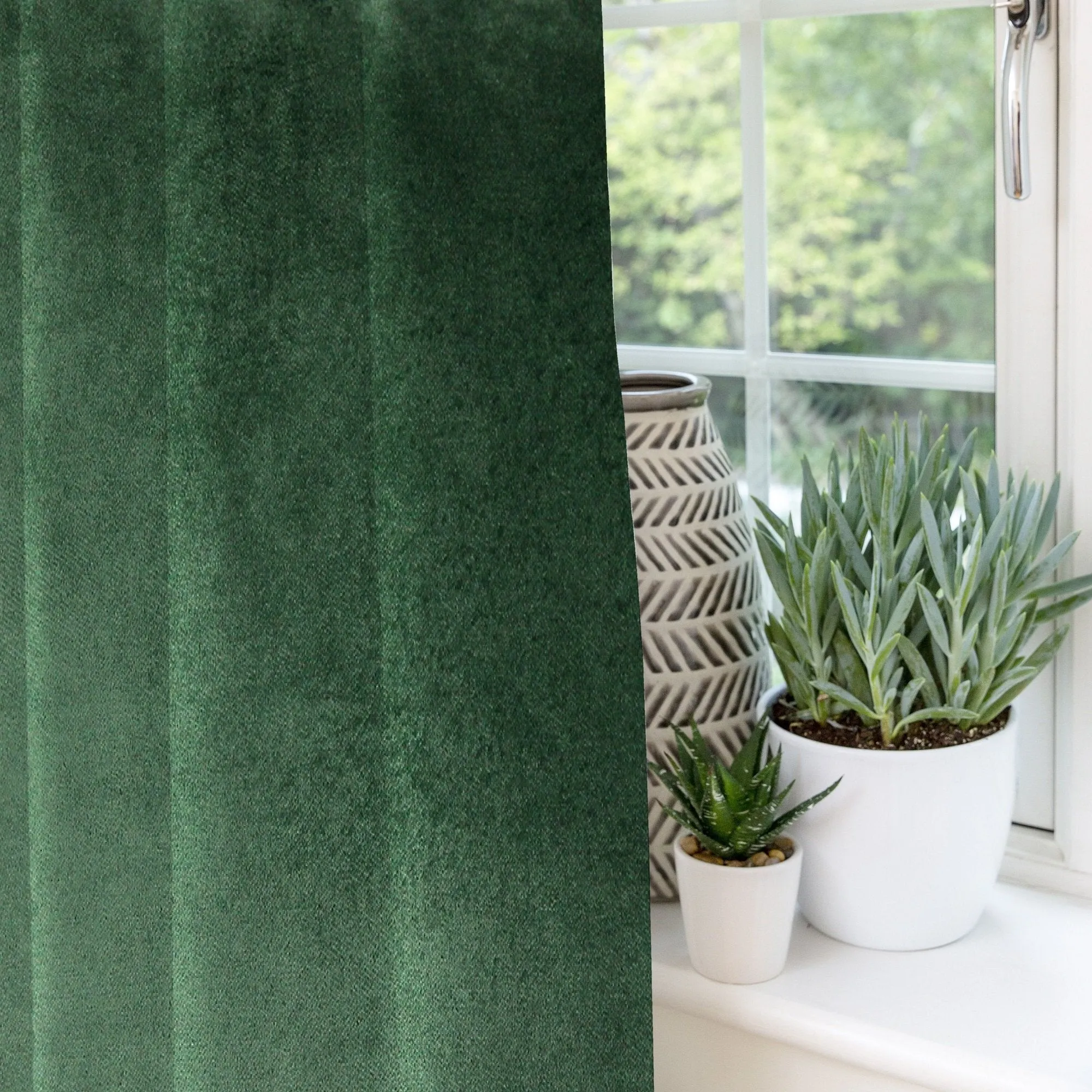 Matt Moss Green Velvet Curtains