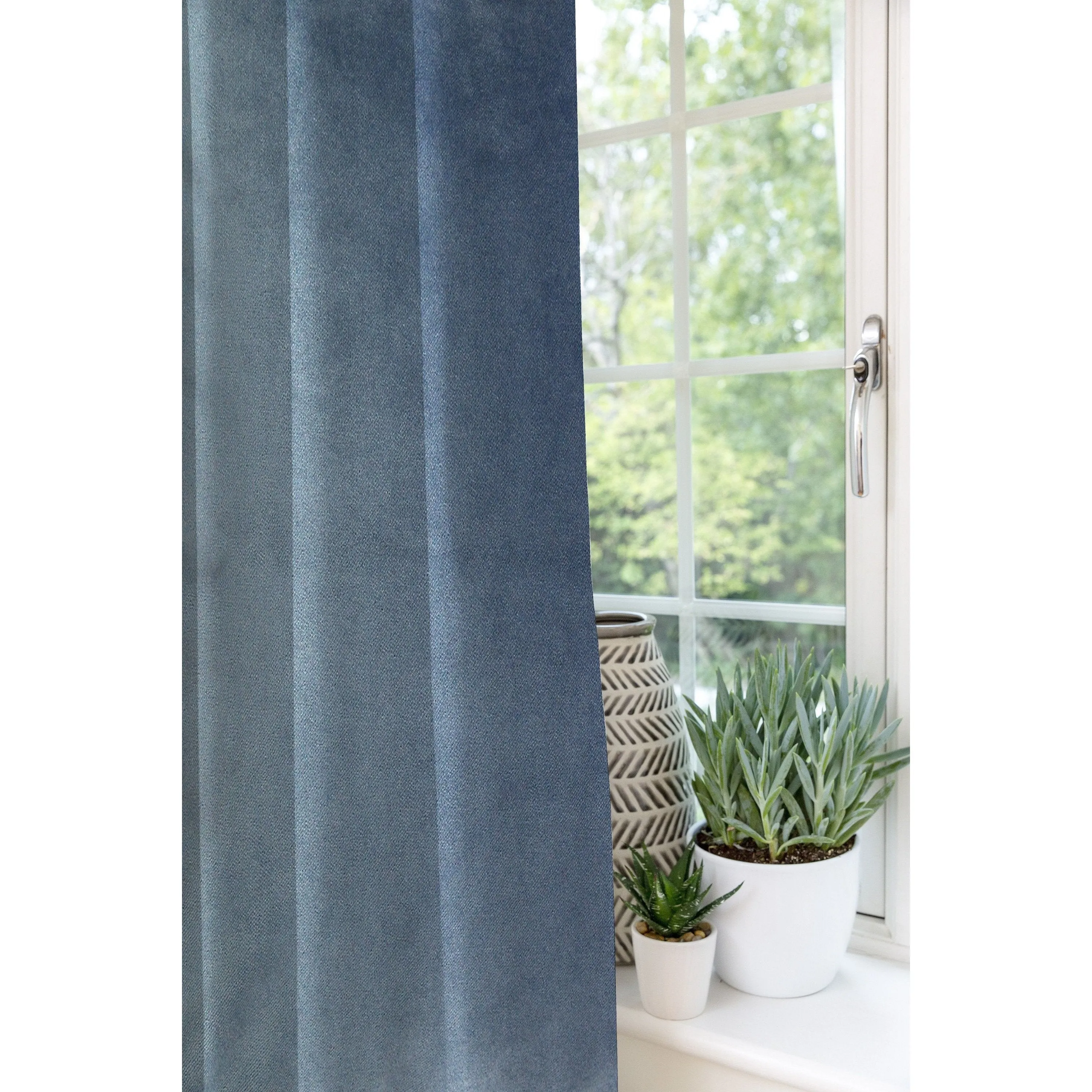 Matt Petrol Blue Velvet Curtains