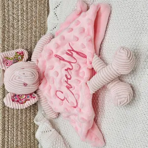 Minky Pink Elephant Personalised Baby Comforter