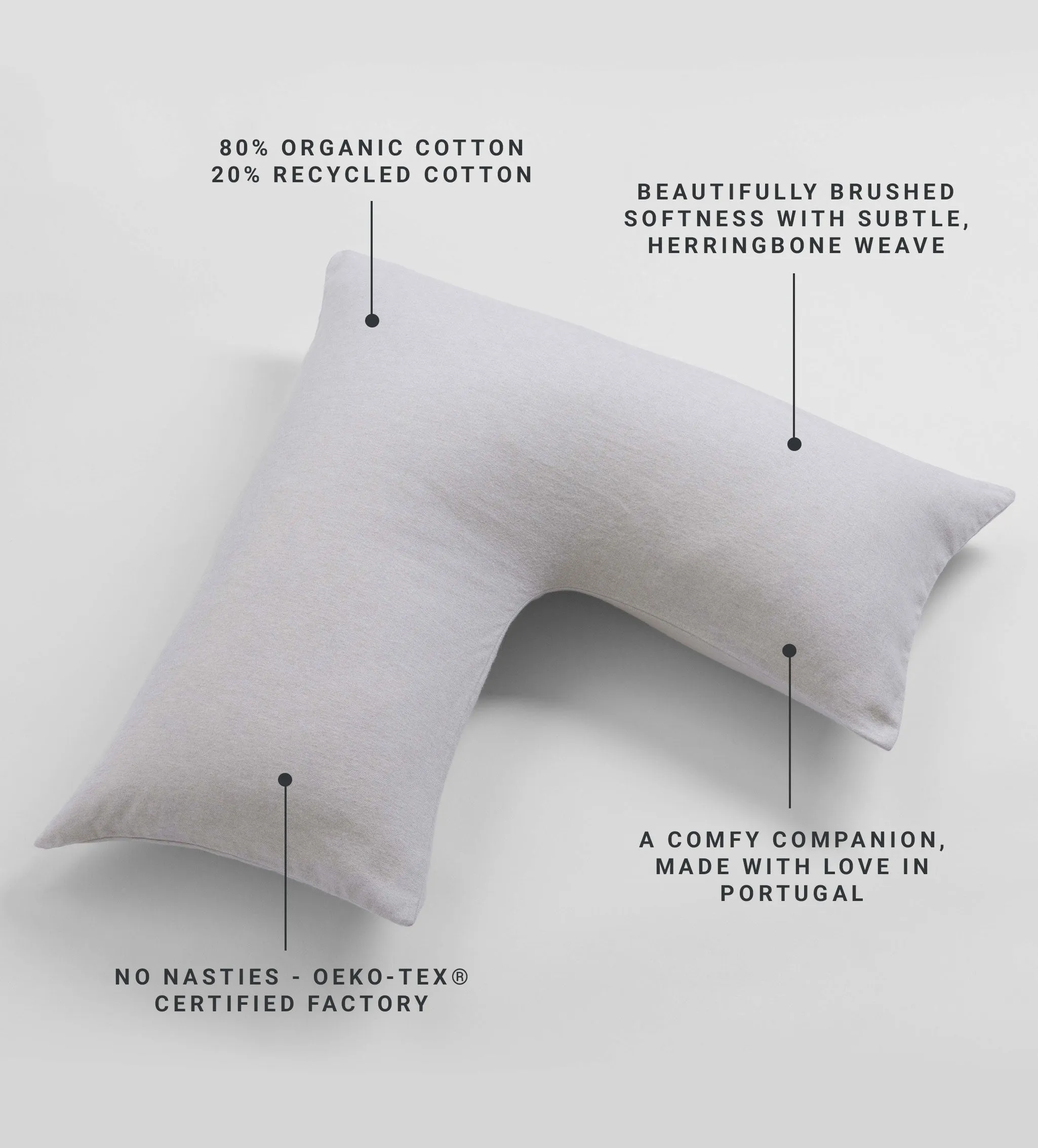 Natural Brushed 100% Cotton V Shaped Pillow Cover