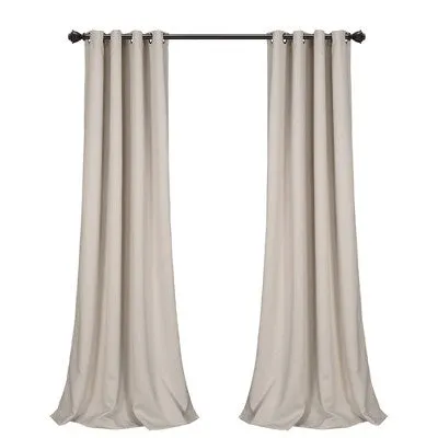 New - Set of 2 (84"x52") Grommet Top Insulated Blackout Window Curtain Panels Beige - Lush Décor