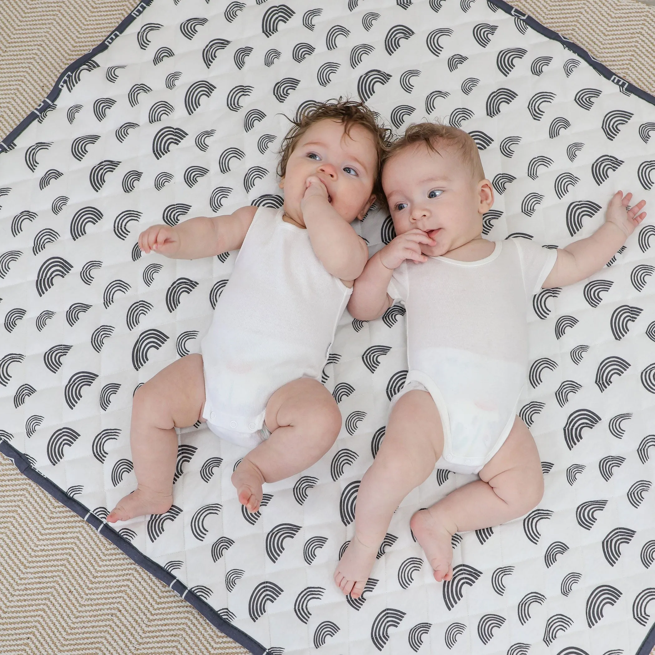 Nordic Reversible Cot Quilt/Playmat Charcoal/White