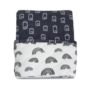 Nordic Reversible Cot Quilt/Playmat Charcoal/White