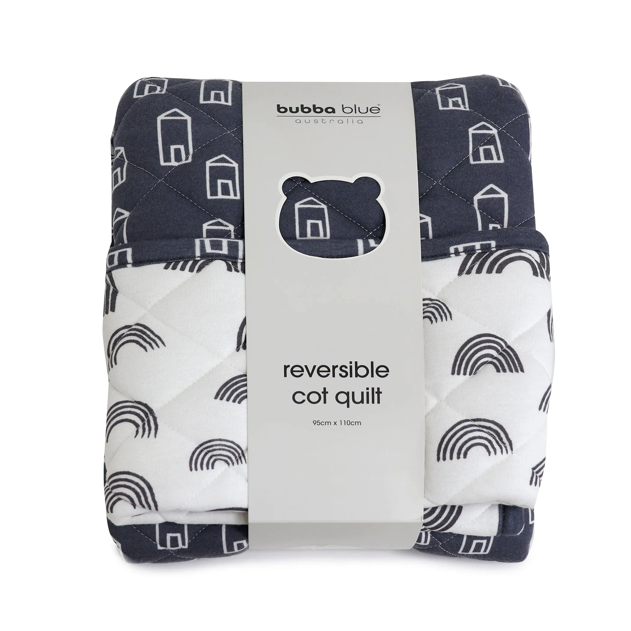 Nordic Reversible Cot Quilt/Playmat Charcoal/White