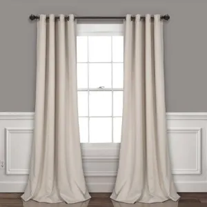 Open Box - Set of 2 (84"x52") Grommet Top Insulated Blackout Window Curtain Panels Beige - Lush Décor