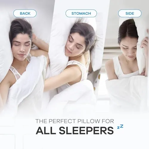 Perfect Sleeper 17x27 Inch Set of 4 Pillows, Soft Density for Stomach and Back Sleepers, Standard, Pack of 4, White, 43 x 69 cm - Plain White