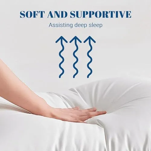 Perfect Sleeper 17x27 Inch Set of 4 Pillows, Soft Density for Stomach and Back Sleepers, Standard, Pack of 4, White, 43 x 69 cm - Plain White