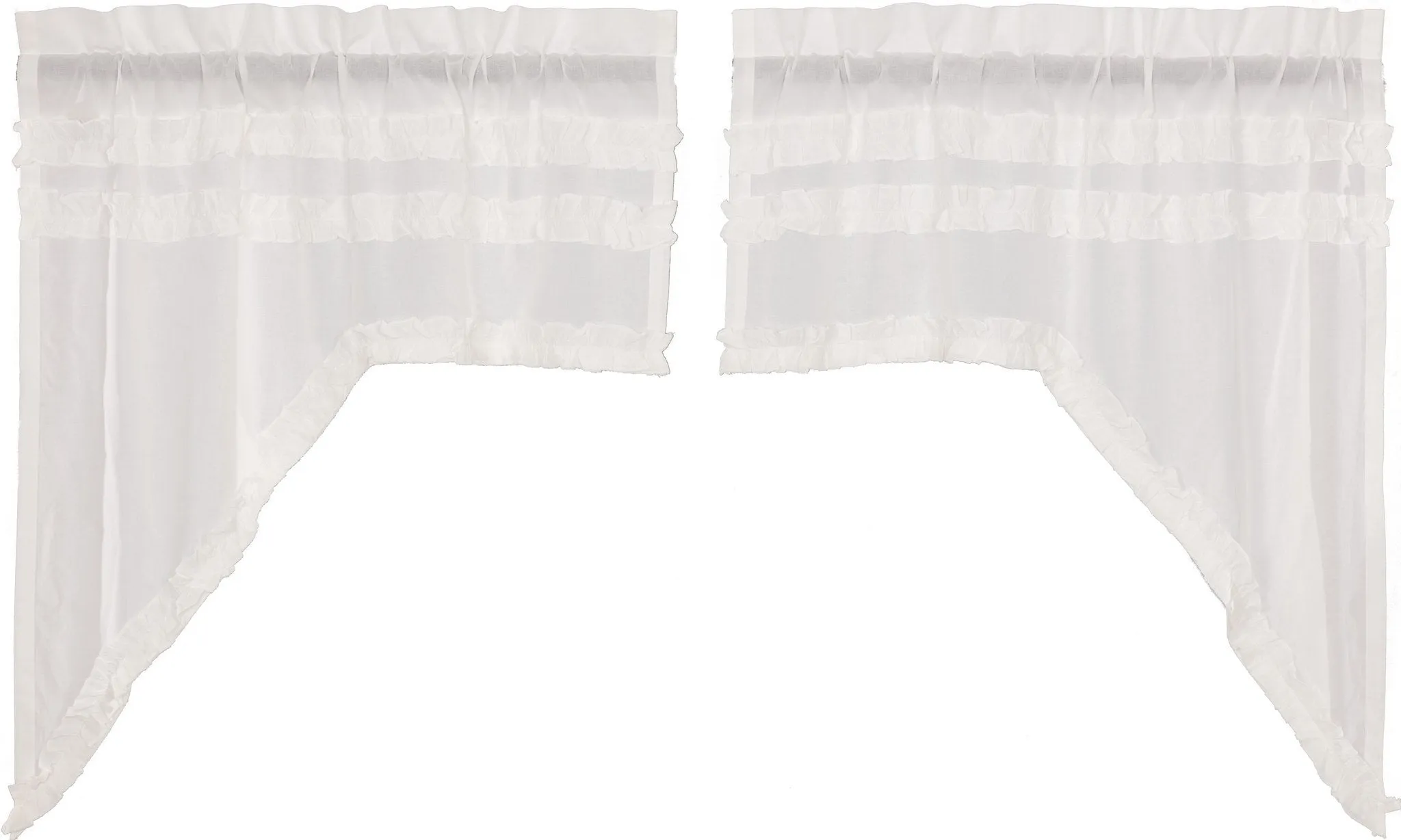 Petticoat Off White Ruffled Sheer Swag Curtains