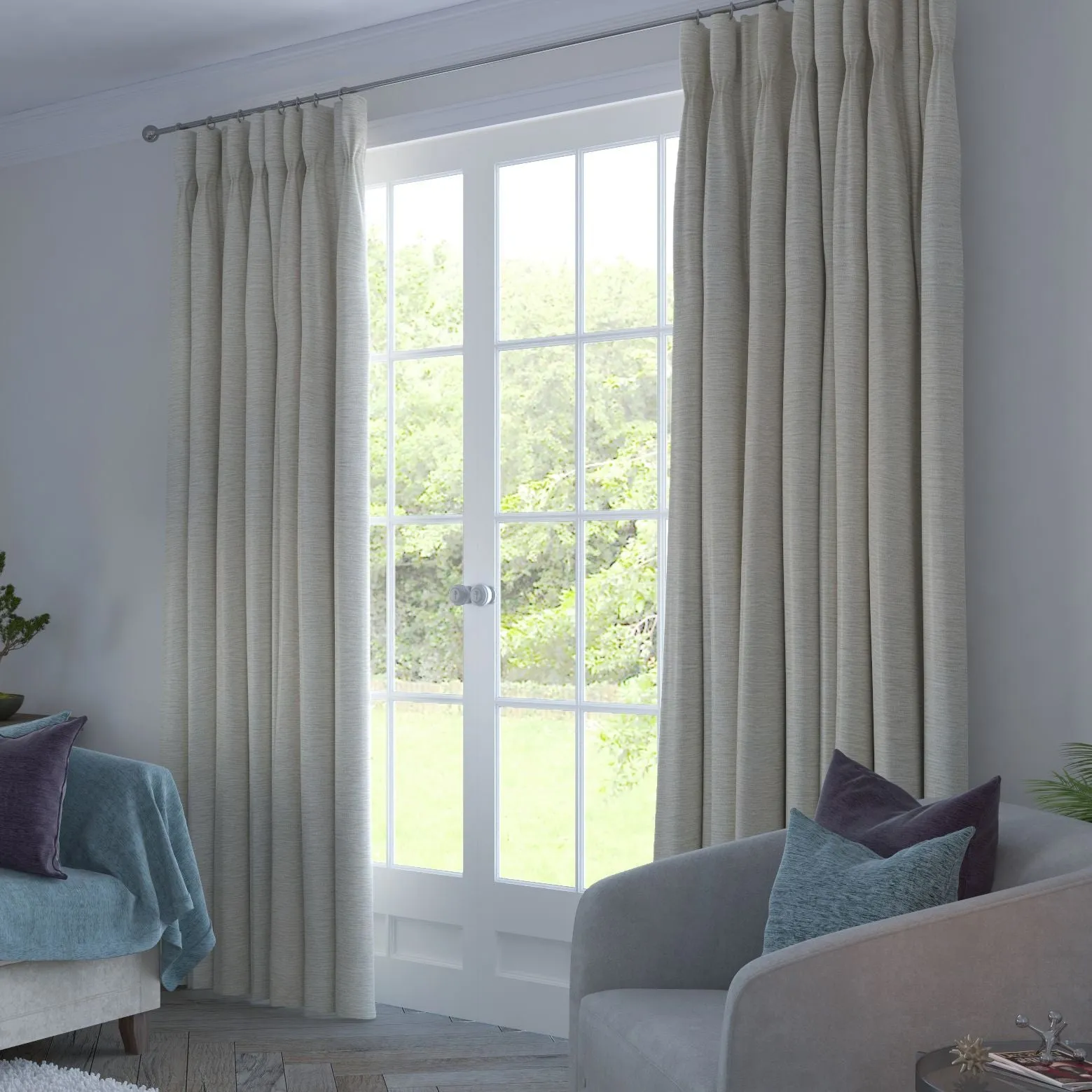 Plain Chenille Cream Curtains