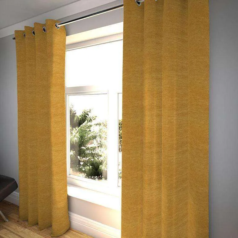 Plain Chenille Mustard Yellow Curtains