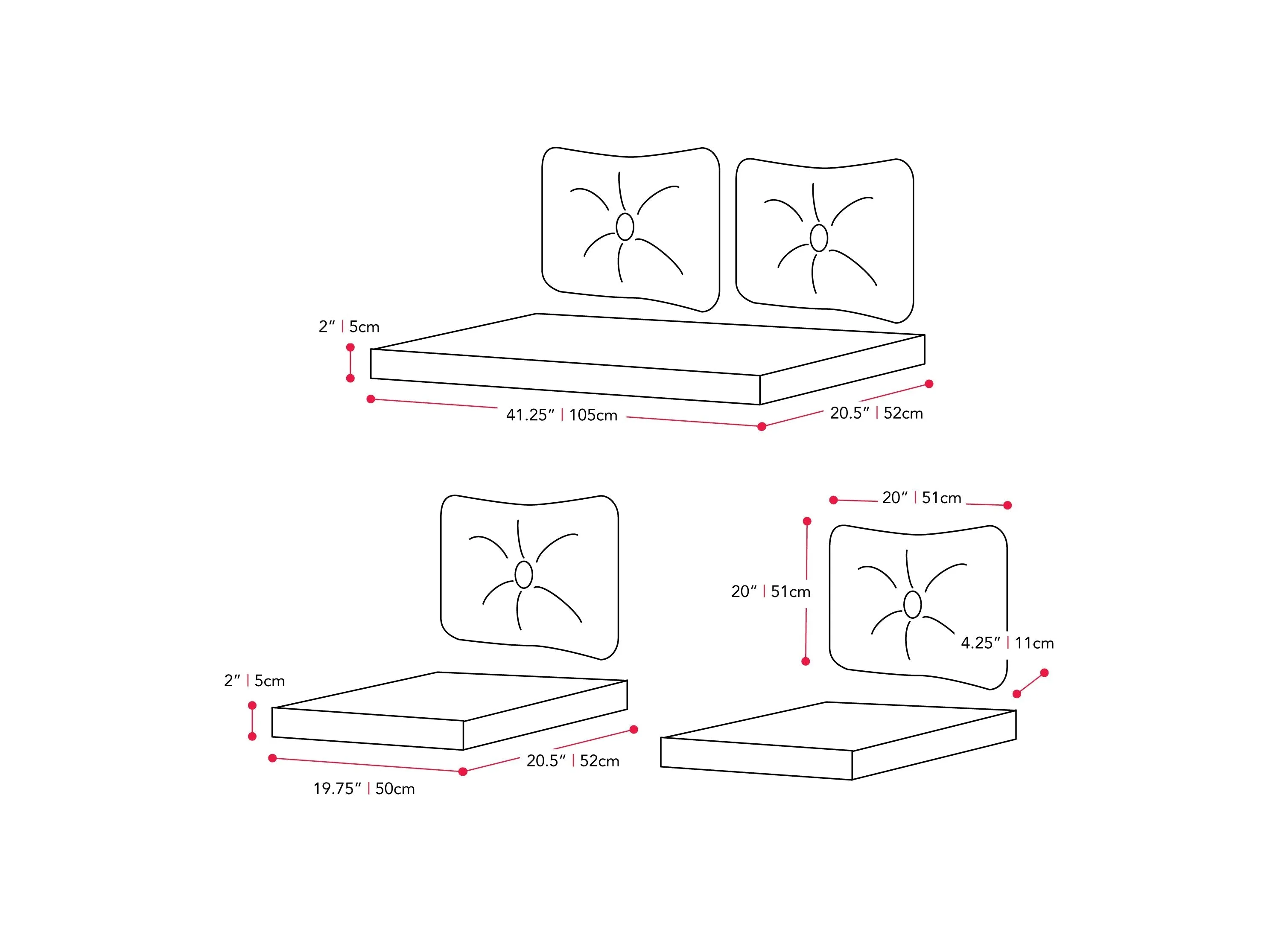 Red 7pc Replacement Cushion Set