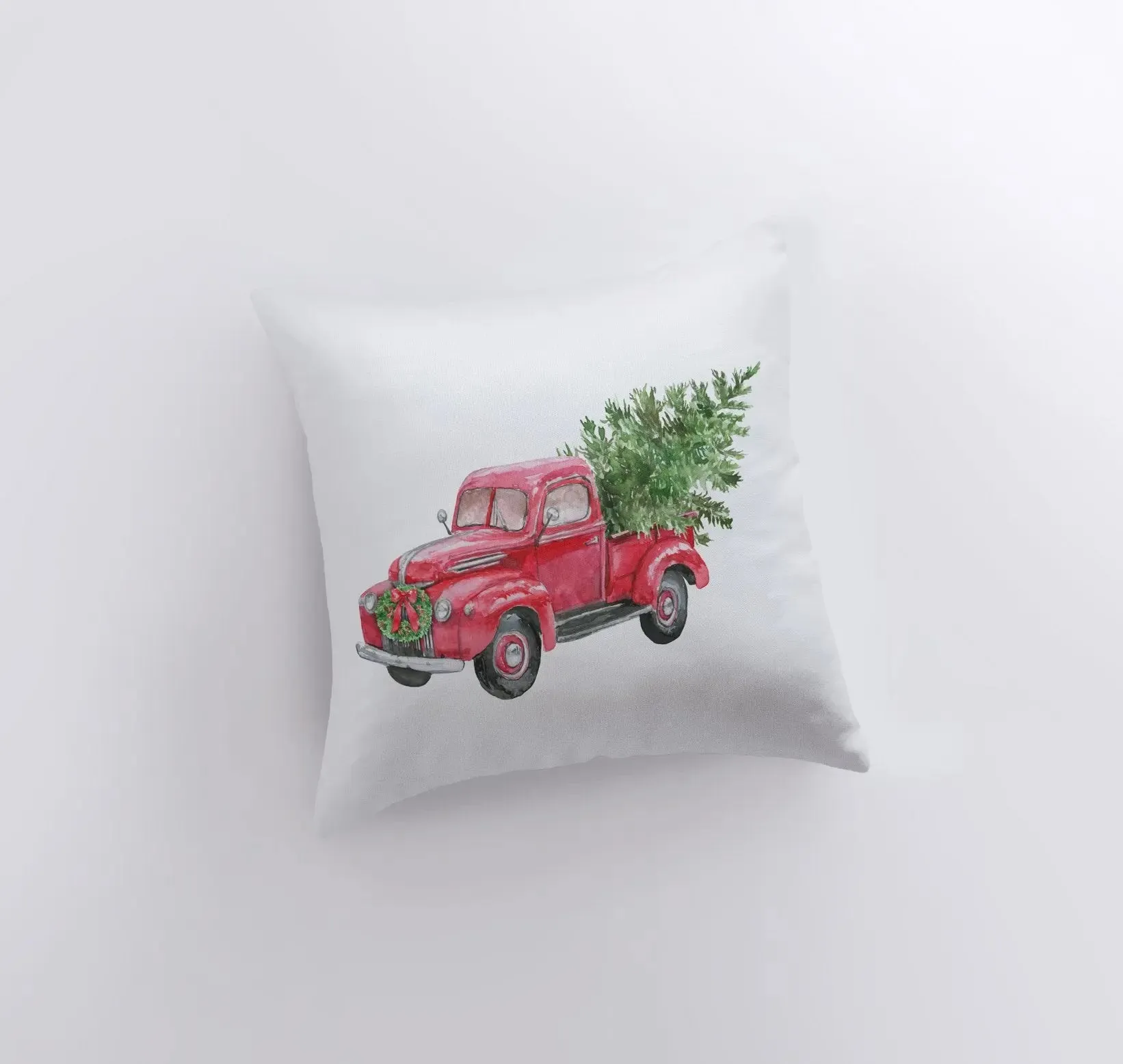 Red Christmas Truck with Tree Sideview | Pillow Cover | Red Truck | Christmas Decor | Throw Pillow | Home Decor | Rustic Christmas Decor