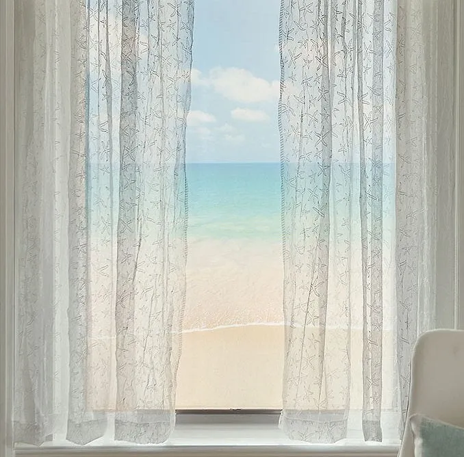 Sea Splash Starfish Sheer Curtains