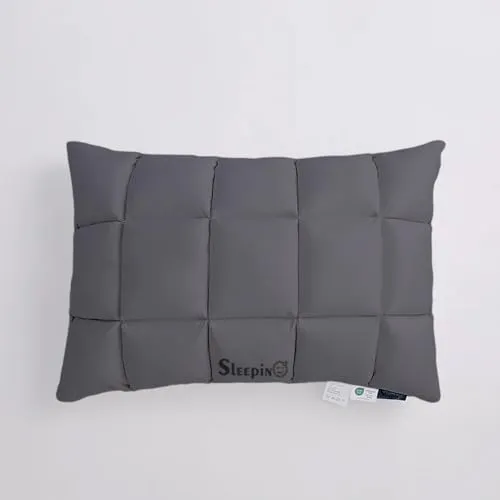 SLEEPINO Premium Box Buffle Pinch Pleate Adjustable Hight Pillows 18x28 Inch Standard Size Luxurious Down Alternative Sleeping Pillow | Dark Grey - Set of - 8