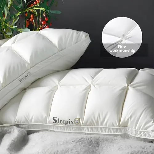 SLEEPINO Premium Box Buffle Pinch Pleate Adjustable Hight Pillows 18x28 Inch Standard Size Luxurious Down Alternative Sleeping Pillow | Dark Grey - Set of - 8