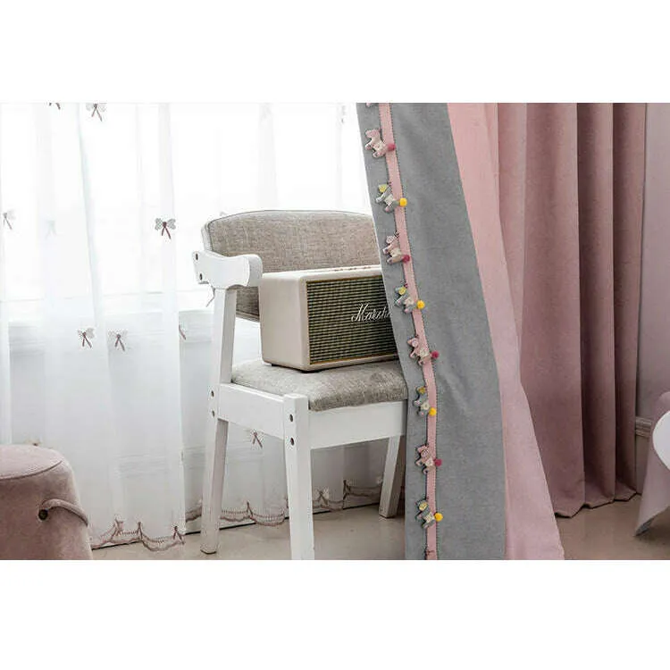 T.B. London Pink-Gray Pony Lace Curtain