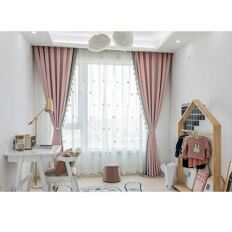 T.B. London Pink-Gray Pony Lace Curtain