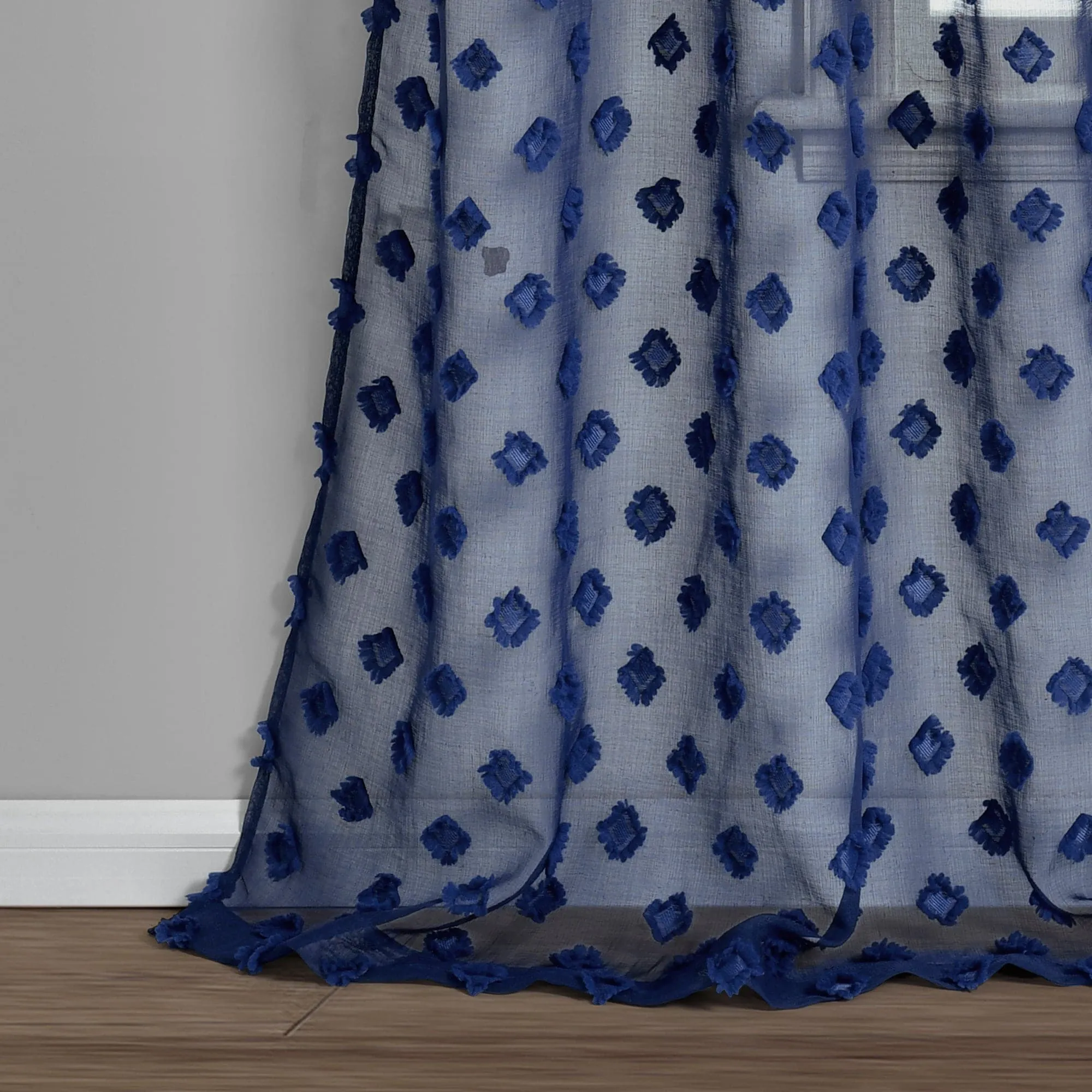 Textured Dot Grommet Sheer Window Curtain Panel Set