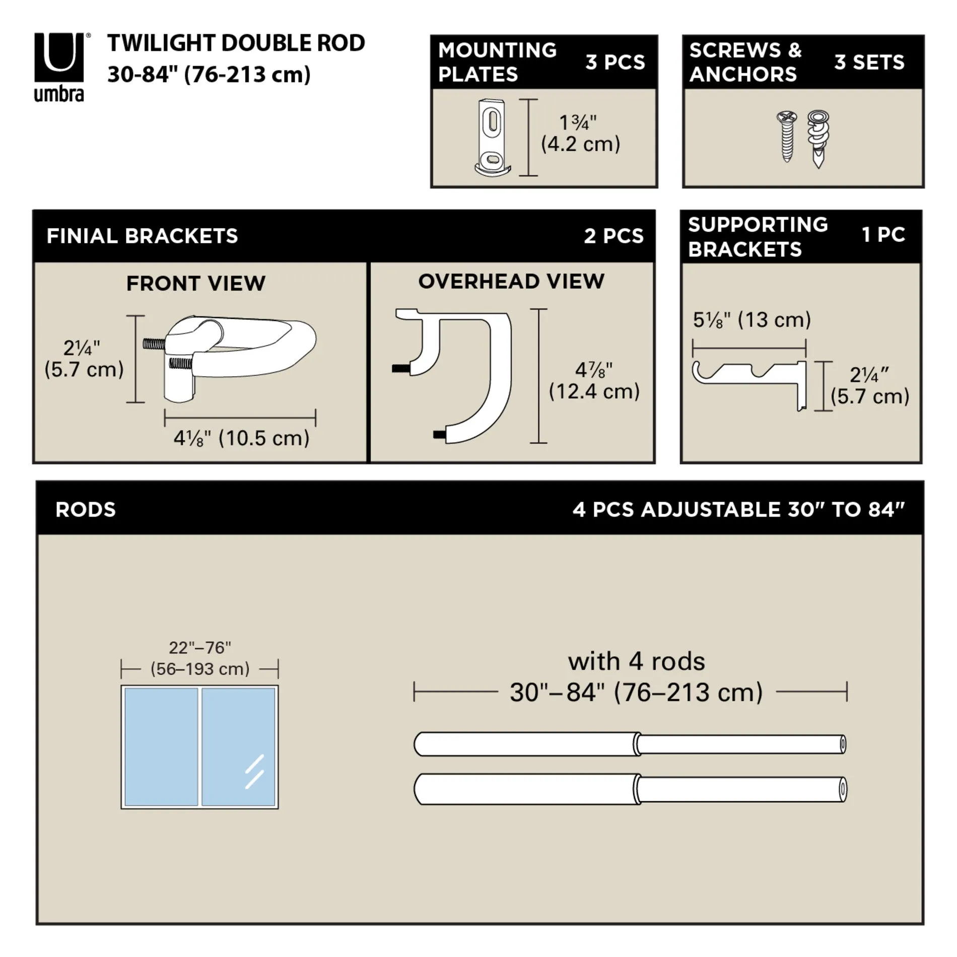 Twilight Double Blackout Curtain Rod