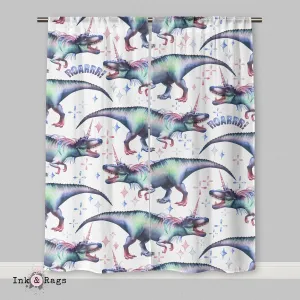 White T-Rex ROARRR Dinocorn Curtains